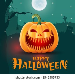 Halloween background, pumpkin. Greeting card for party and sale. Autumn holidays. Vector illustration EPS10.