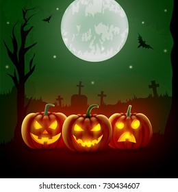 Halloween background, pumpkin. Greeting card for party and sale. Autumn holidays. Vector illustration EPS10.