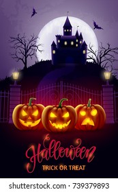Halloween background, pumpkin. Greeting card for party and sale. Autumn holidays. Vector illustration EPS10.