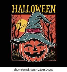 halloween background with pumpkin illustration