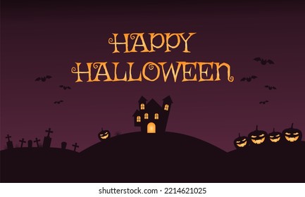 Halloween Background with Pumpkin Halloween Jack O lantern and dark purple color. Suitable to use on Halloween event. Also suitable for uploading social media at Halloween event