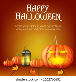 halloween background with pumpkin and lamp