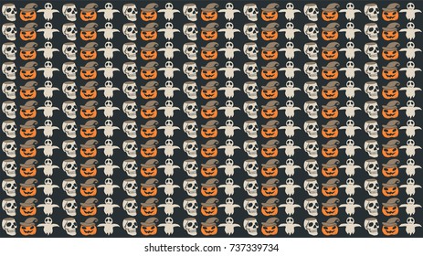 Halloween background. Pumpkin skull and ghost