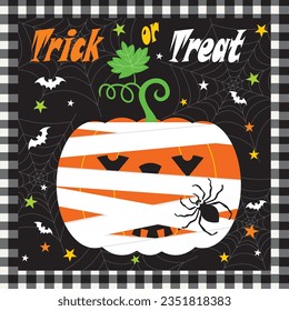 Halloween background with pumpkin and spider