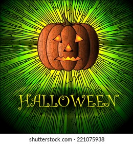 Halloween Background with Pumpkin and spider web.