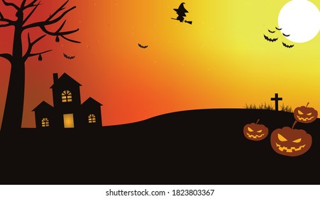 Halloween background with pumpkin and spooky design