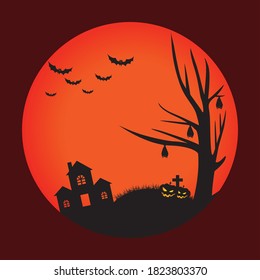 Halloween background with pumpkin and spooky design