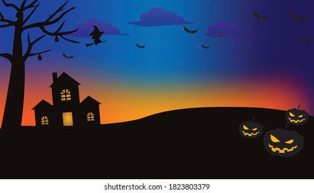 Halloween background with pumpkin and spooky design