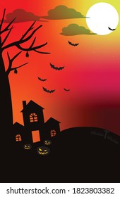 Halloween background with pumpkin and spooky design