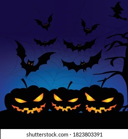 Halloween background with pumpkin and spooky design