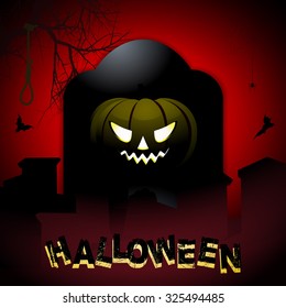 Halloween Background with Pumpkin tombstone and Text