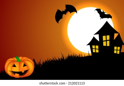Halloween Background with Pumpkin Vector Illustration 