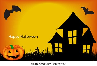 Halloween Background with Pumpkin Vector Illustration 