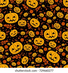 Halloween background with pumpkin. Vector Illustration. Can be used as paper, in present cards, invitations,brochures, gift cards and etc.