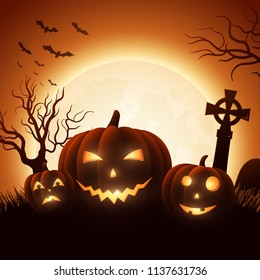 Halloween background with pumpkins