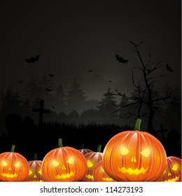 Halloween background with pumpkins