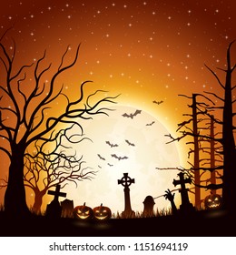 Halloween background with pumpkins