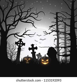 Halloween background with pumpkins