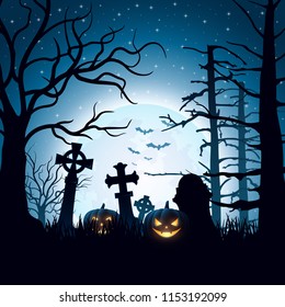 Halloween background with pumpkins
