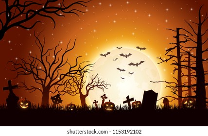 Halloween background with pumpkins