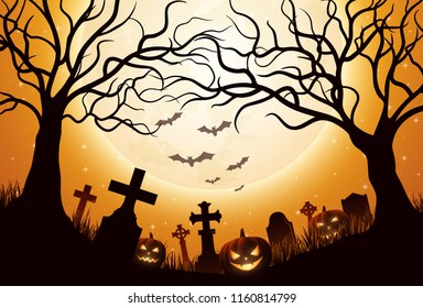 Halloween background with pumpkins