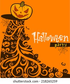 Halloween background with  pumpkins 