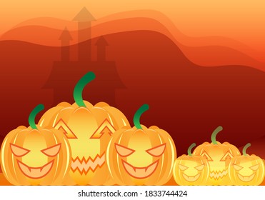 halloween background with pumpkins character. vector of illustration background
