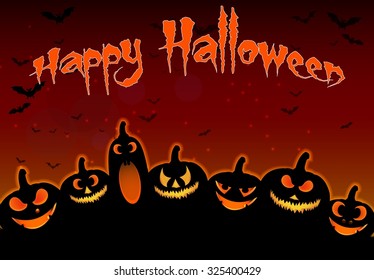 Halloween background Pumpkins Face. Vector