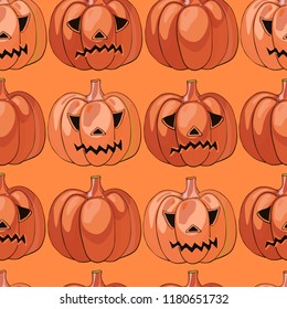 halloween background with pumpkins, holiday pattern