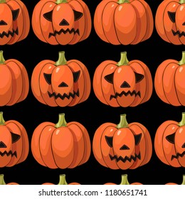 halloween background with pumpkins, holiday pattern