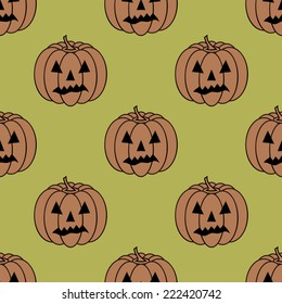 Halloween Background with pumpkins, Jack O' Lanterns. Seamless pattern.