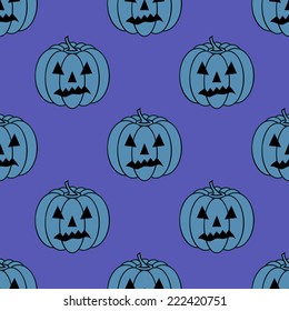 Halloween Background with pumpkins, Jack O' Lanterns. Seamless pattern.