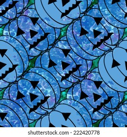 Halloween Background with pumpkins, Jack O' Lanterns. Seamless pattern.