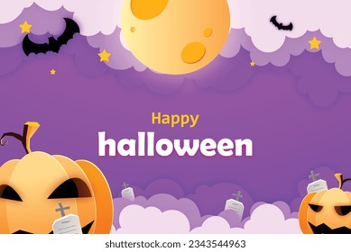 Halloween background with pumpkins, latest Halloween banner illustration, for your design, poster, cover, card.