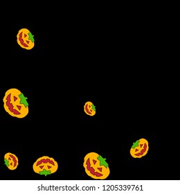 Halloween background with pumpkins on black. Halloween party card background template. 
