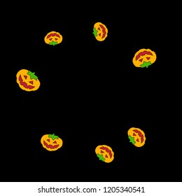 Halloween background with pumpkins on black. Halloween party card background template. 
