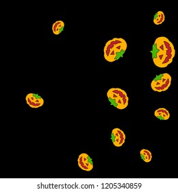 Halloween background with pumpkins on black. Halloween party card background template. 
