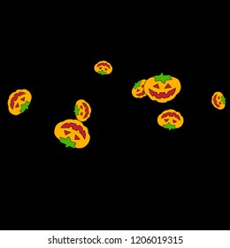 Halloween background with pumpkins on black. Halloween party card background template. 
