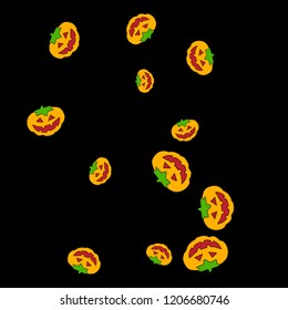 Halloween background with pumpkins on black. Halloween party card background template. 
