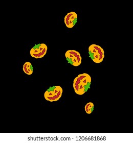 Halloween background with pumpkins on black. Halloween party card background template. 
