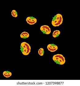 Halloween background with pumpkins on black. Halloween party card background template. 
