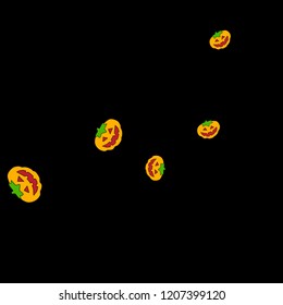 Halloween background with pumpkins on black. Halloween party card background template. 
