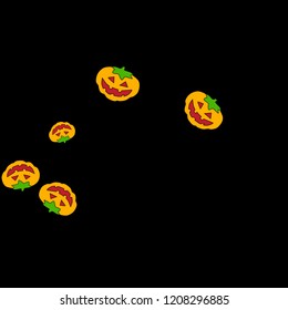 Halloween background with pumpkins on black. Halloween party card background template. 
