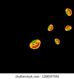 Halloween background with pumpkins on black. Halloween party card background template. 
