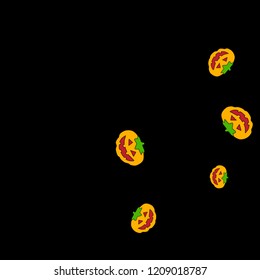 Halloween background with pumpkins on black. Halloween party card background template. 
