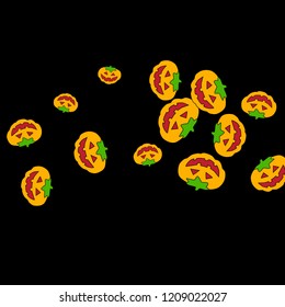 Halloween background with pumpkins on black. Halloween party card background template. 

