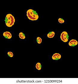 Halloween background with pumpkins on black. Halloween party card background template. 
