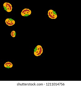 Halloween background with pumpkins on black. Halloween party card background template. 
