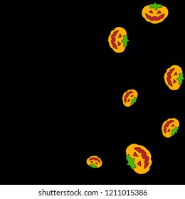 Halloween background with pumpkins on black. Halloween party card background template. 
