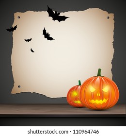 Halloween background with pumpkins and place for your text